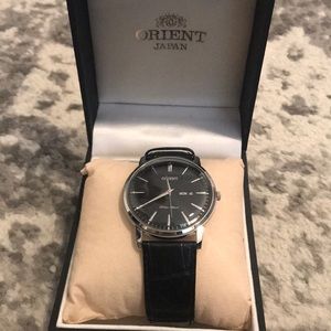 Black leather Orient watch